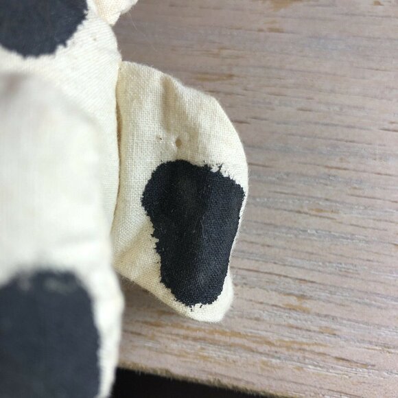 Jointed Handmade Cow Plush Stuffed Animal 7" White Black Flawed - Picture 5 of 7